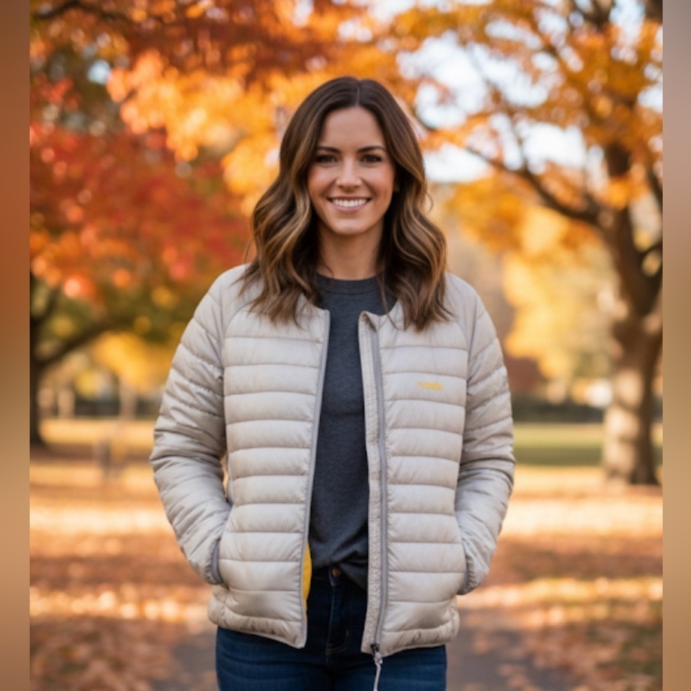 Women's Adidas Puffer Jacket - Silver and Yellow